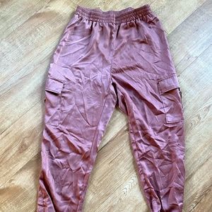 Forever21 Silk Cargo Pants Dusty Rose